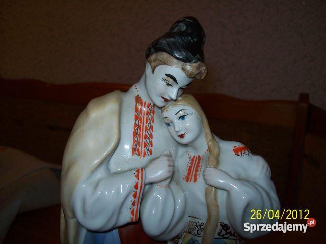 PARA ROSYJSKA W STROJACH LUDOWYCH PORCELANA SYGN Jasło