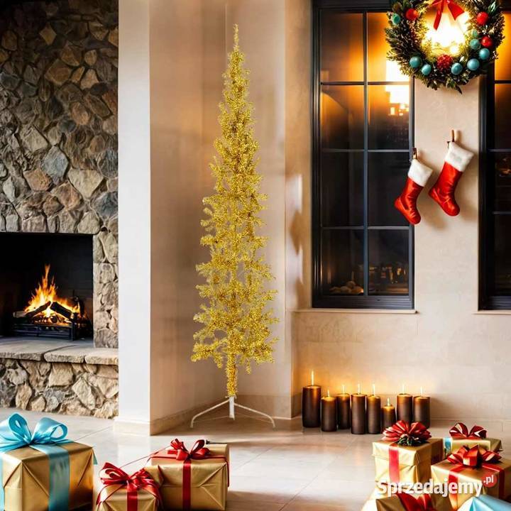 vidaXL Smukła choinka połówka ze stojakiem Dom i Ogród Warszawa