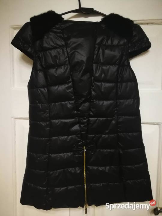 Kamizelka czarna pikowana z futerkiem SM Zielonki