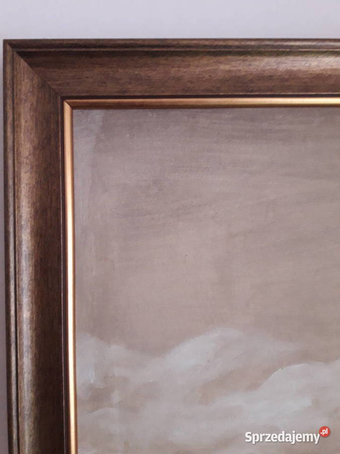 Stary Wielki obraz olejny malowany na płótnie Kielce