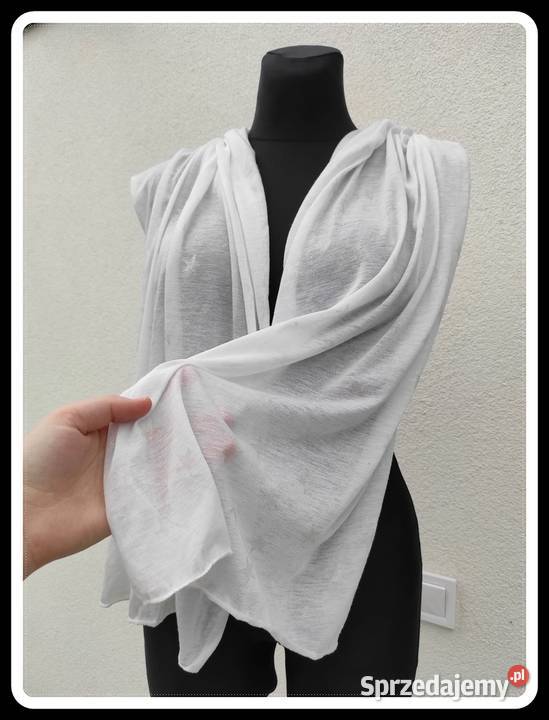 Biała lekka chusta szal damski w gwiazdki Pozostałe mazowieckie Płock