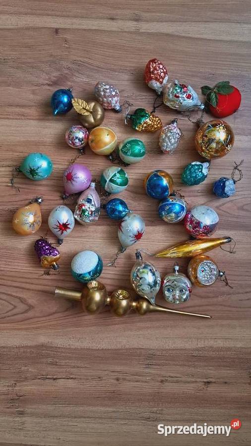 Zestaw starych bombek choinkowych PRL wielokolorowy kujawsko-pomorskie Świecie
