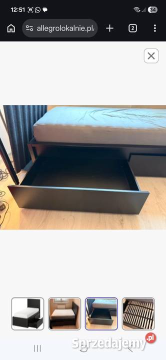 Łóżko MALM Ikea czarne pojedyncze Łóżka dolnośląskie Wrocław