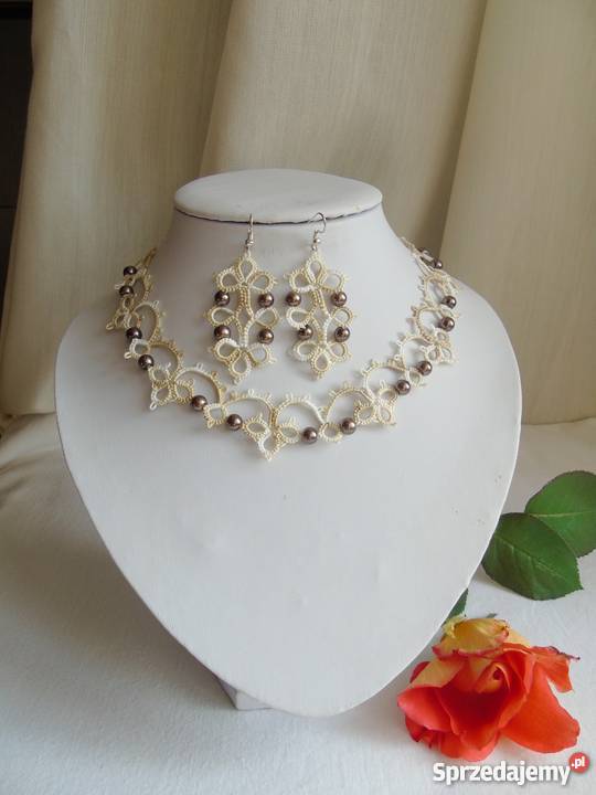 Biżuteria Frywolitkowa Wiśniowa