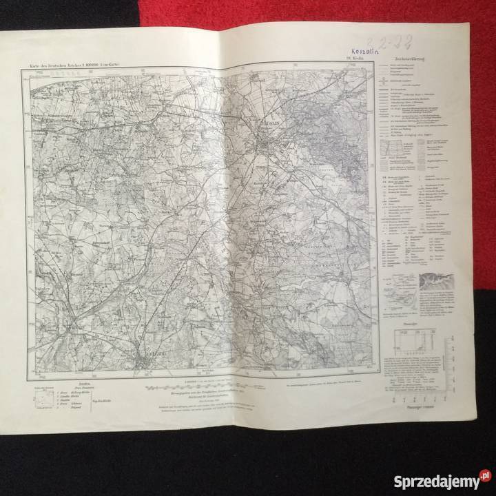 882 Mapa Niemiecka Koszalina Szczecin sprzedam