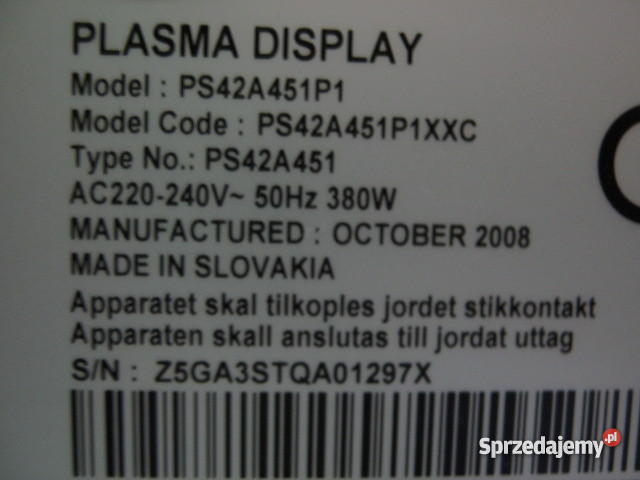 Samsung 42 cale plazma Tleń