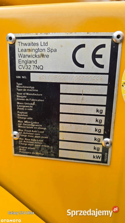 Wozidło 9 ton Thwaites Thwaits Rok produkcji 2012