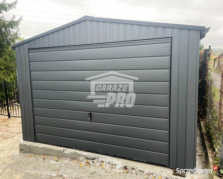 Garaż blaszany 35x7m rynny Antracyt Dach Nowy Sącz