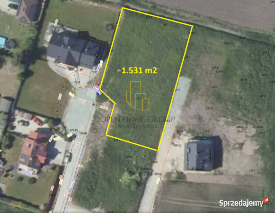 Żórawina działka budowlana 1531 m2 media