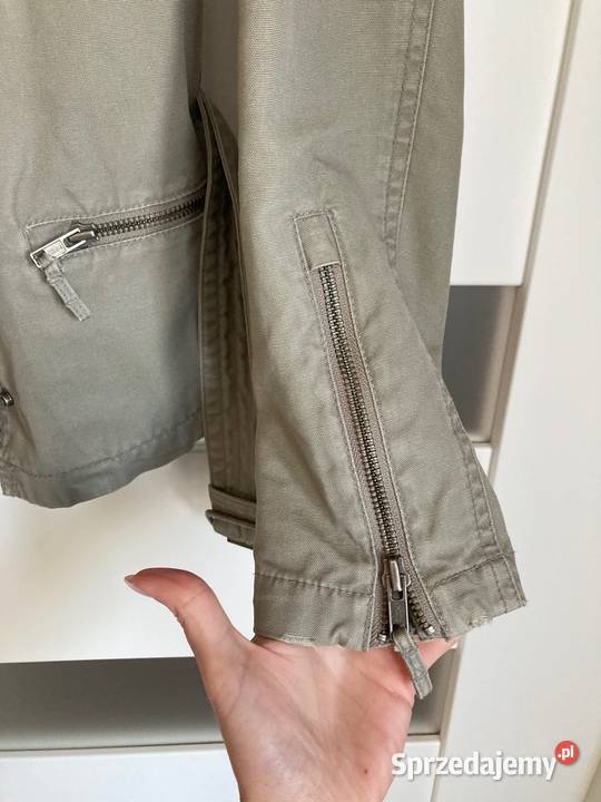 Jeansowa wiatrówka kurtka khaki Benetton unikat Nisko