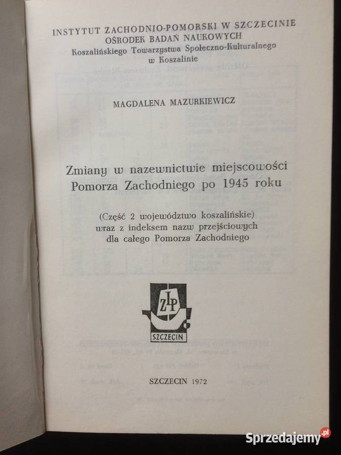 2832 Nazewnictwo Miejscowości Pomorza Zach 1945 zachodniopomorskie Szczecin