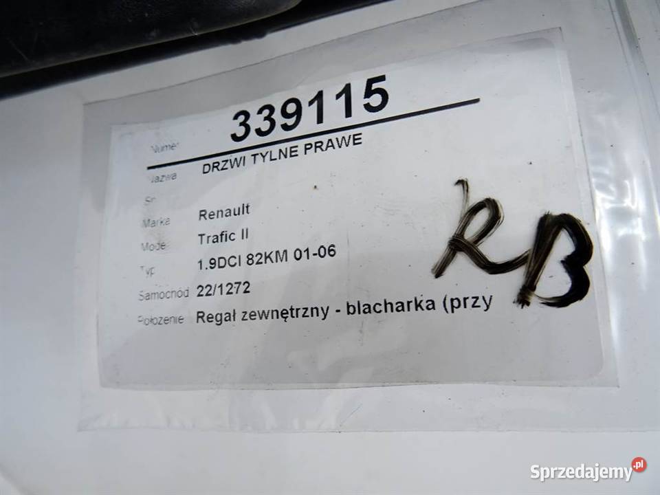 DRZWI TYLNE PRAWE RENAULT TRAFIC II Van minibus Drzwi