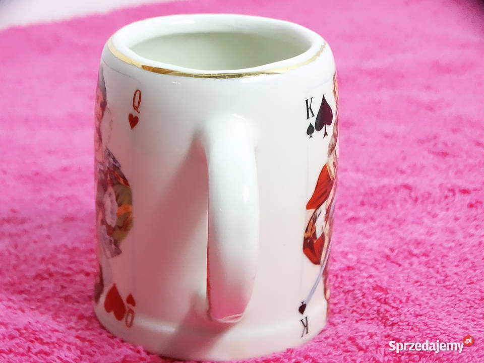 Ceramiczny kubek kufelek z motywem kart do gry Biłgoraj