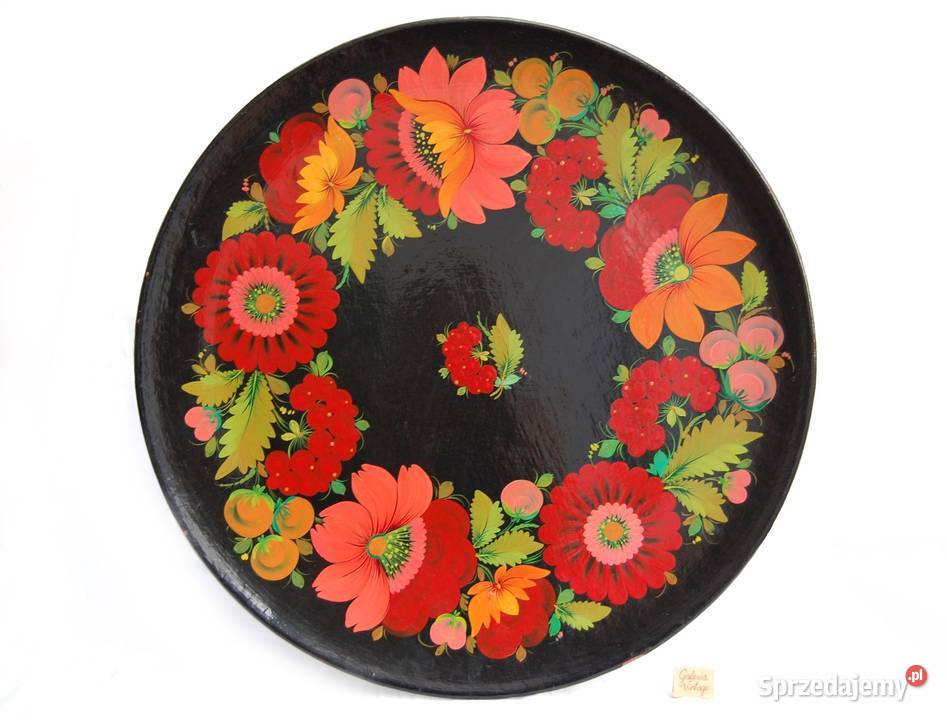 Drewniany malowany talerz do powieszenia Lublin sprzedam