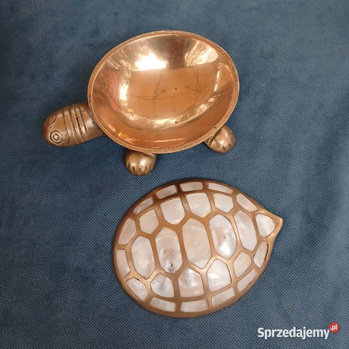 Mosiężny żółw masa perłowa puzderko szkatułka Warszawa sprzedam