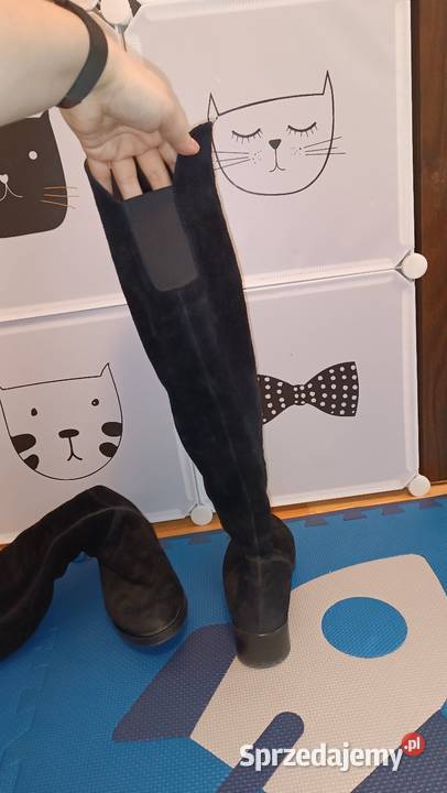 Eleganckie czarne wysokie kozaki z miękkiego Kraków