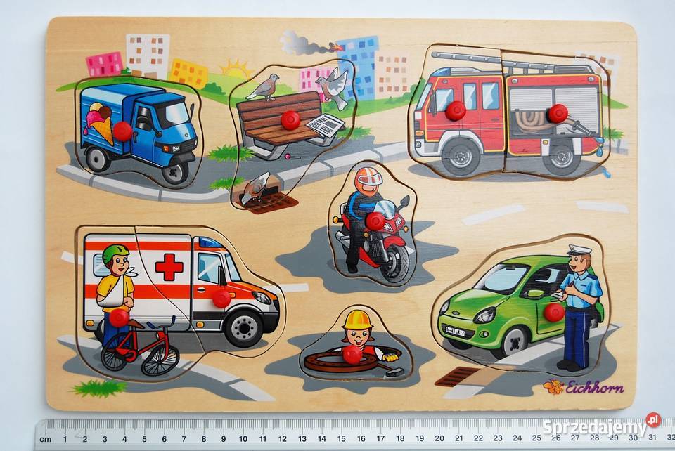 Puzzle drewniane dzieci Eichhorn pojazdy lubelskie