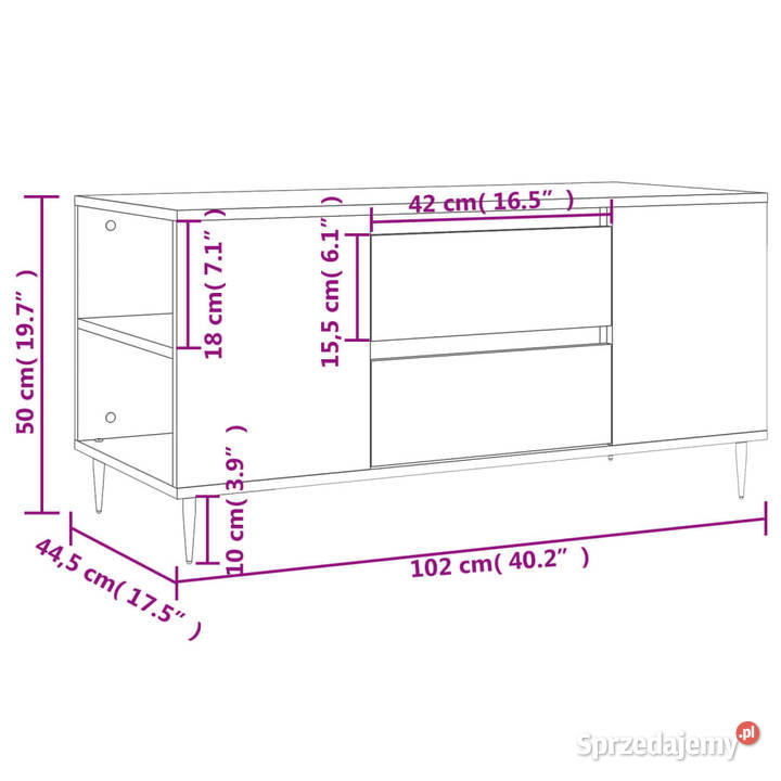 Stolik kawowy brązowy dąb 102x445x50 WM830995 Warszawa