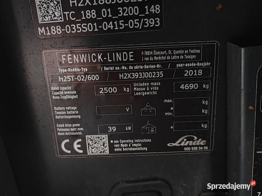 Wózek widłowy Linde H25T02600 duplex 415 m LPG Kęty