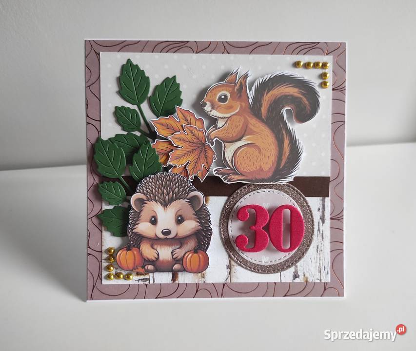 Kartka urodzinowa jesienna ręcznie robiona z Łódź