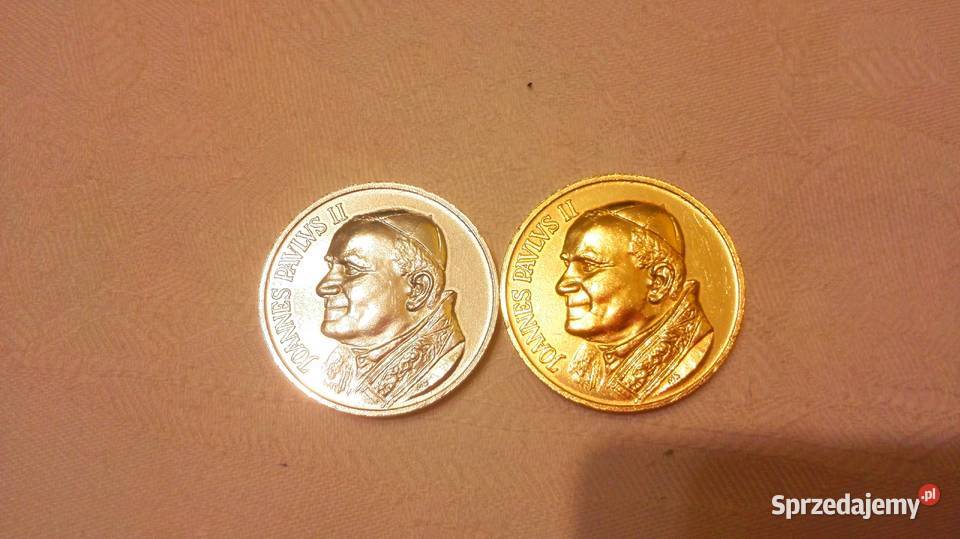 Dwa Medale złoc i srebrz Joannes Paulus II 1622 Katowice