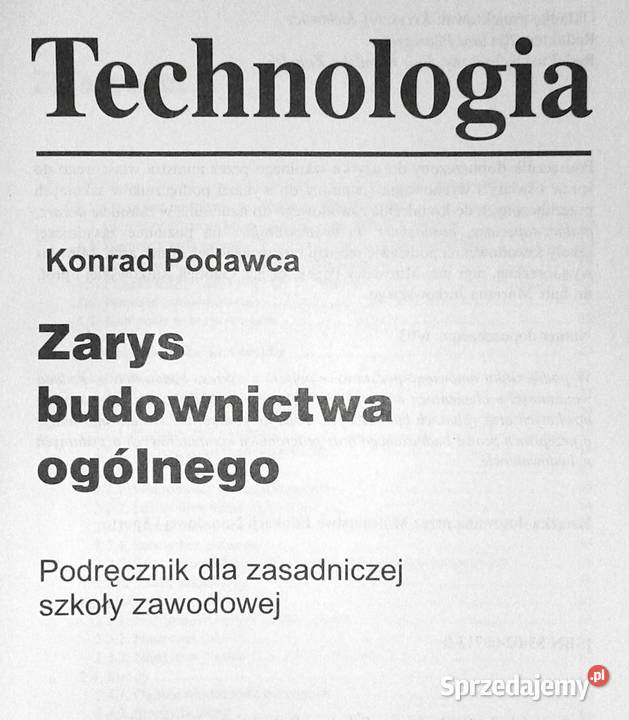 Technologia Zarys budownictwa ogólnego Konrad Rok wydania 2003 sprzedam