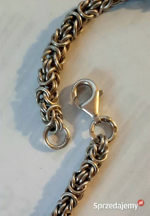 Srebrny naszyjnik królewski splot Naszyjniki