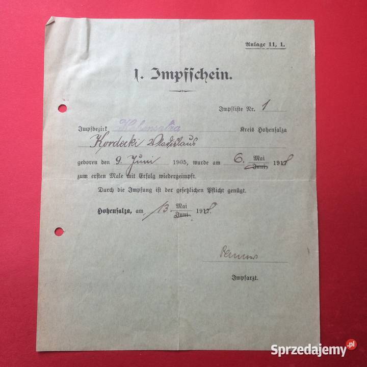 1327 Niemiecki Dokument Kordecki Szczecin