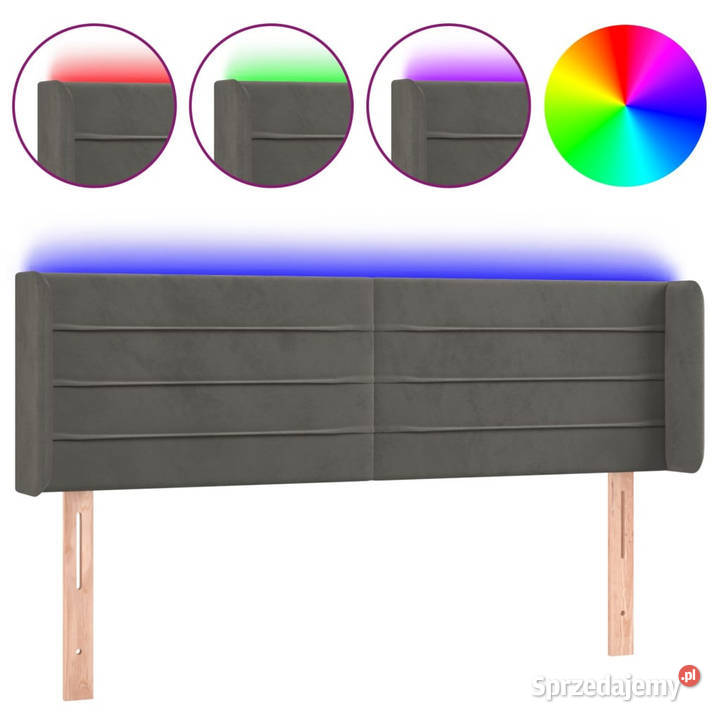 Zagłówek do łóżka z LED ciemnoszary 147x16x7888 mazowieckie Warszawa