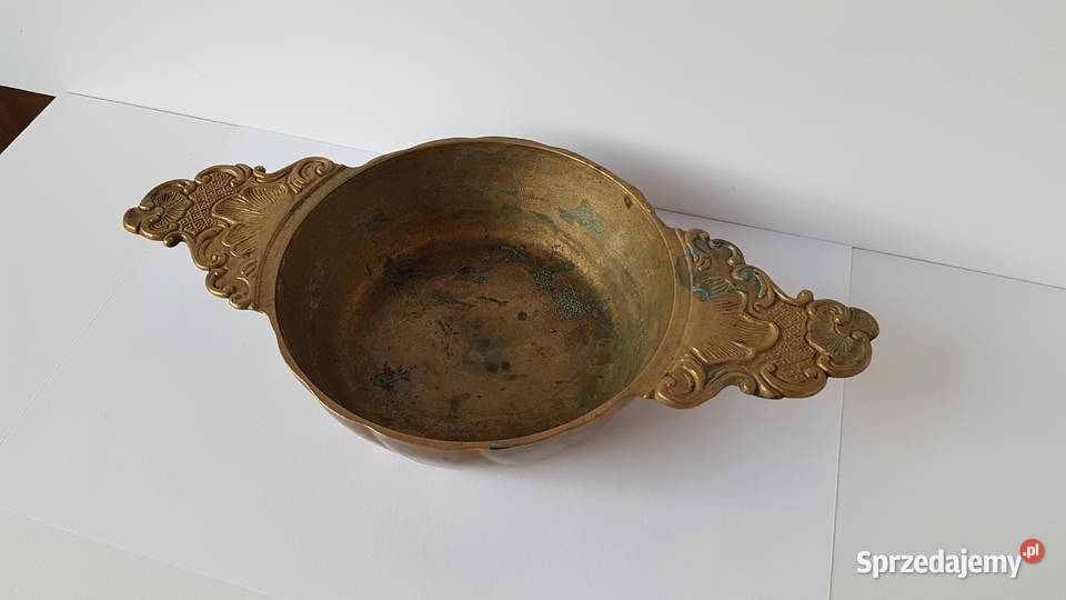 Stara mosiężna miska misa z uszami stare Dąbrowa Górnicza
