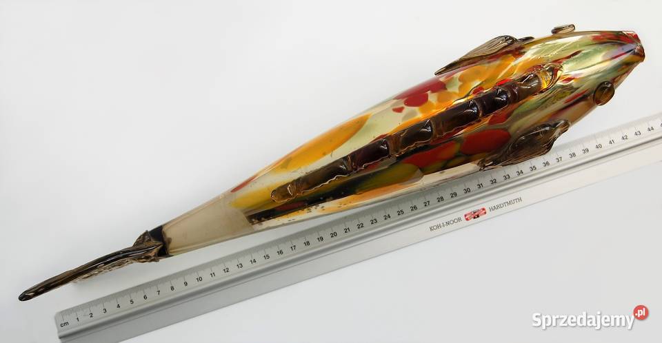 Ryba szklana figura 43 szkło barwione w masie wielokolorowy Lublin