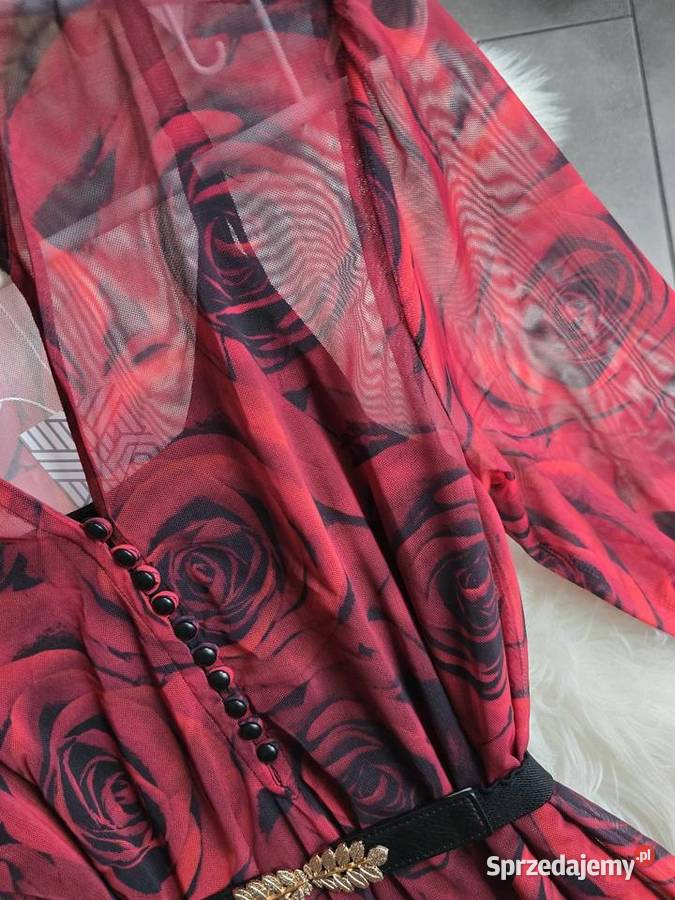 Sukienka z siatki print Róże Wodzisław Śląski