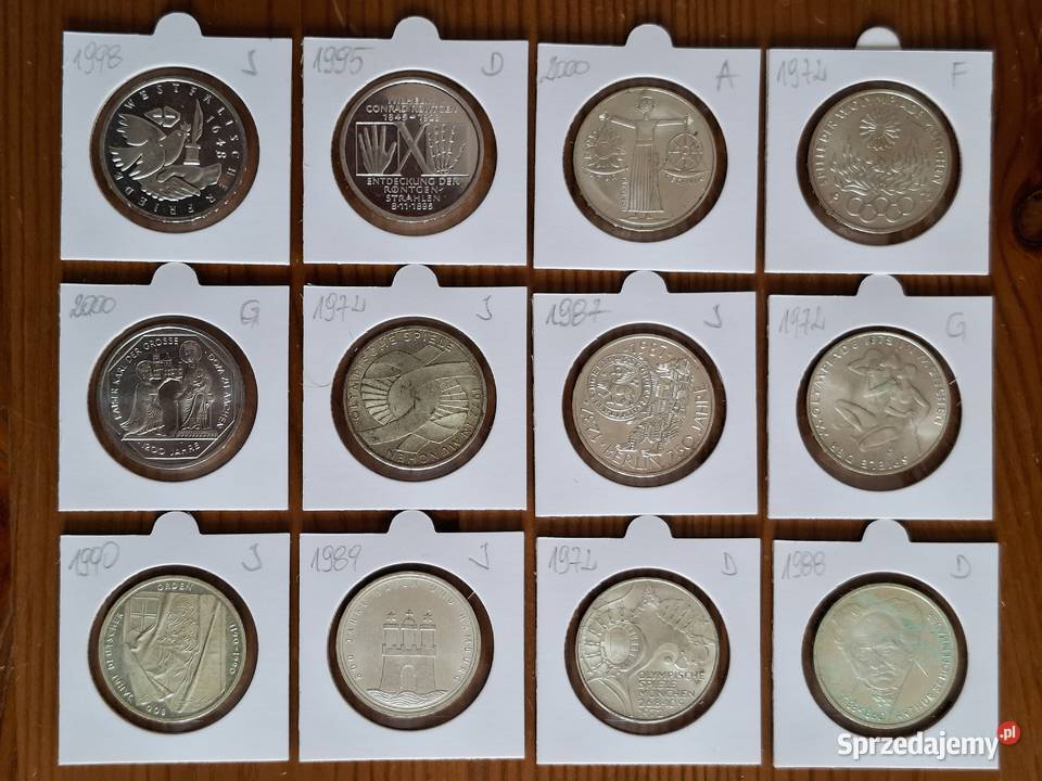 Zestaw Monet Ag 10 DM x 12 zestaw 4 Gliwice