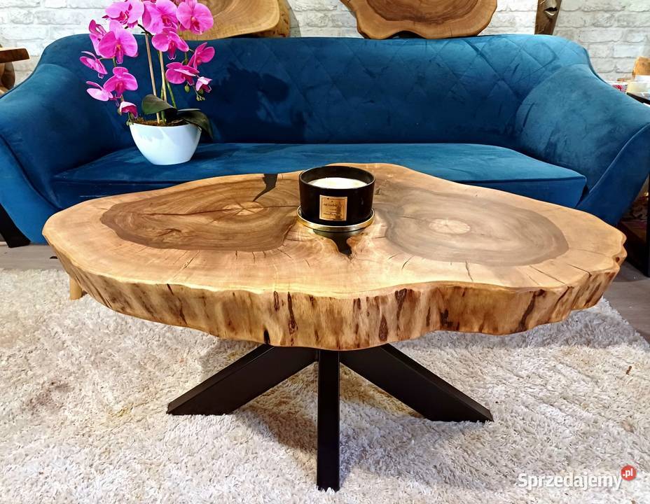 Stolik kawowy 90x70 PIĘKNY OKAZ LIVE EDGE sprzedam