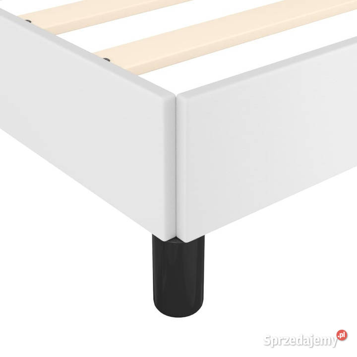 Rama łóżka z zagłówkiem biała sztuczna skóra 126cm Warszawa sprzedam