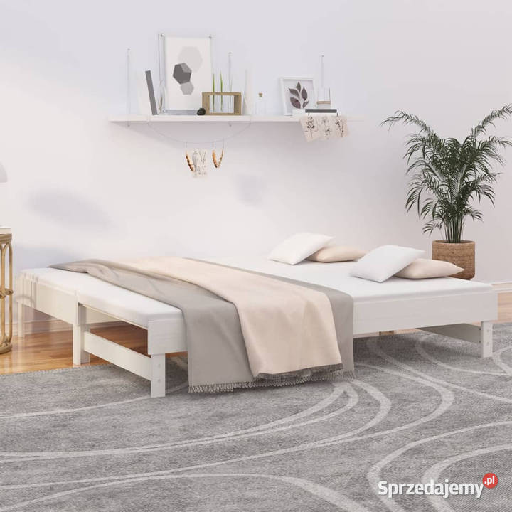 Łóżko rozsuwane białe 2x90x190 lite drewno