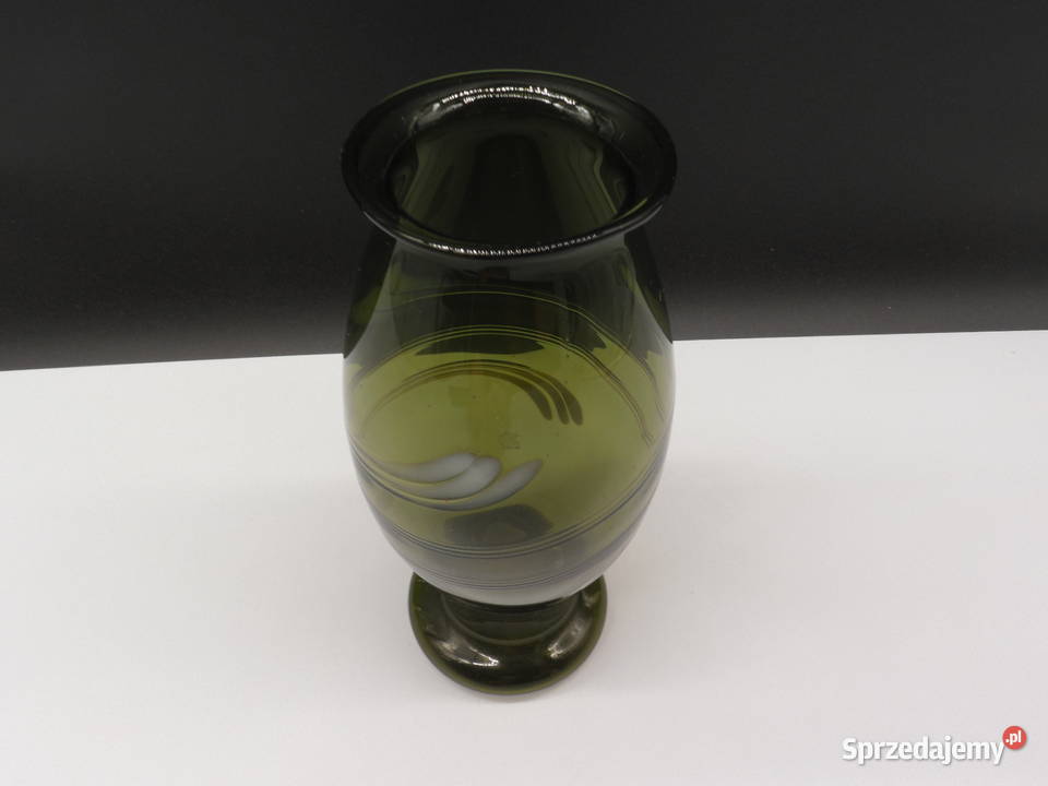 Artystyczny Wazon Vintage Szkło Oliwkowe Lata Porcelana i szkło Raszków sprzedam