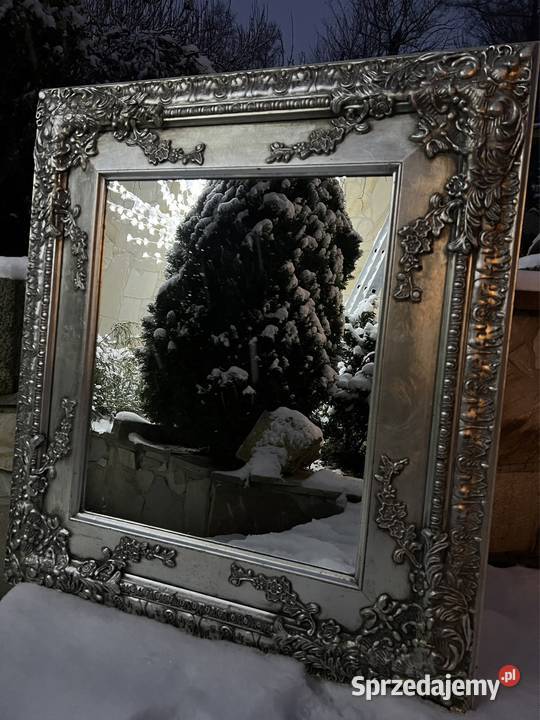 Stare lustro drewniana rzeźbiona rama oksydowane inny kolor