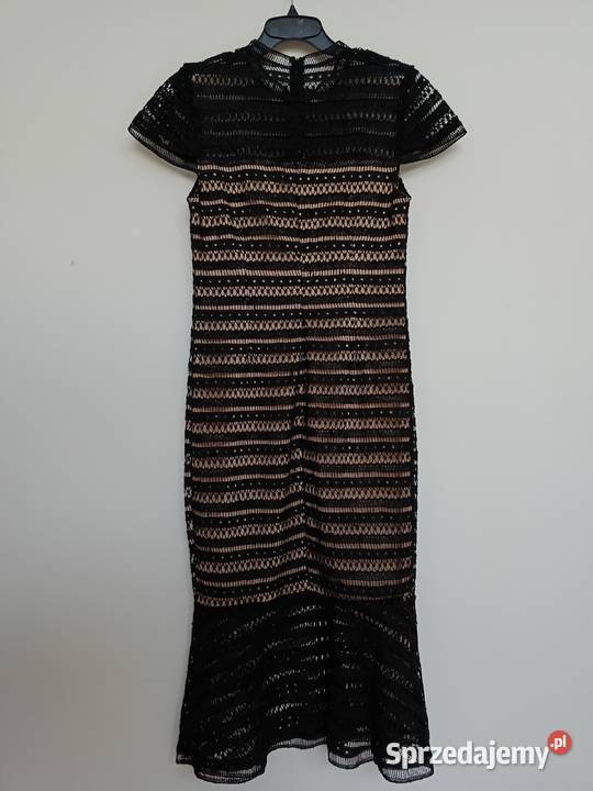 Forever Unique Czarna koronkowa sukienka midi z Spódnice i sukienki Gdynia