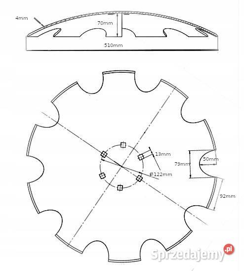 TALERZ UZĘBIONY OFAS 510 mm 6 otw brona Kamionna