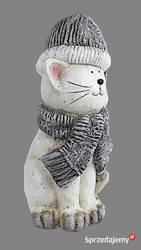 Urocza dekoracja figurka świąteczna kot z Chrzanów