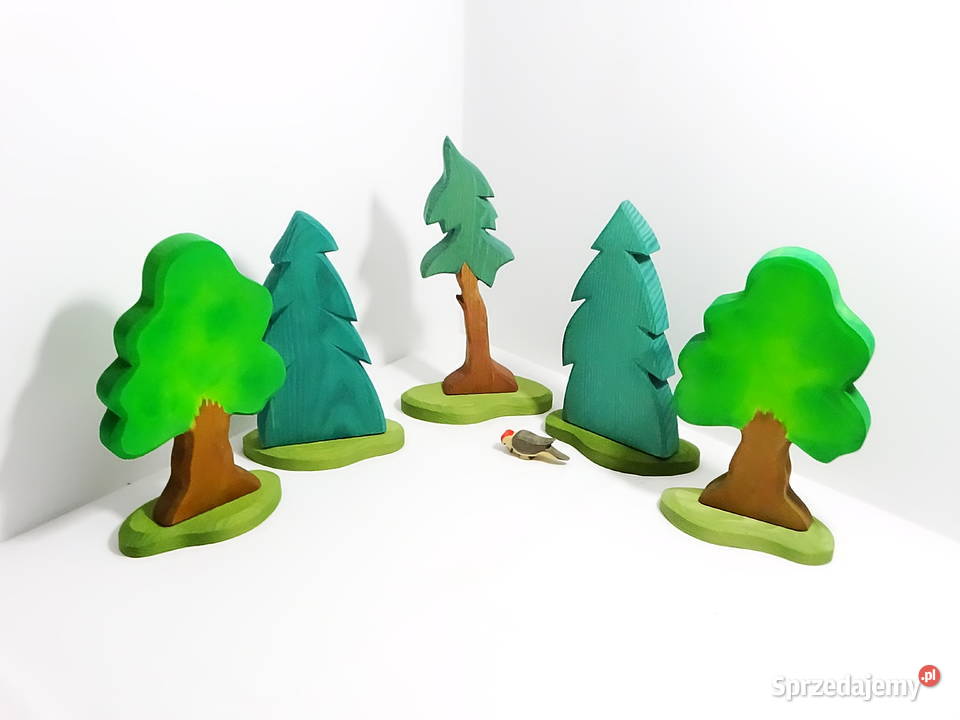 Zestaw ręcznie wykonanych drewnianych figurek Biłgoraj