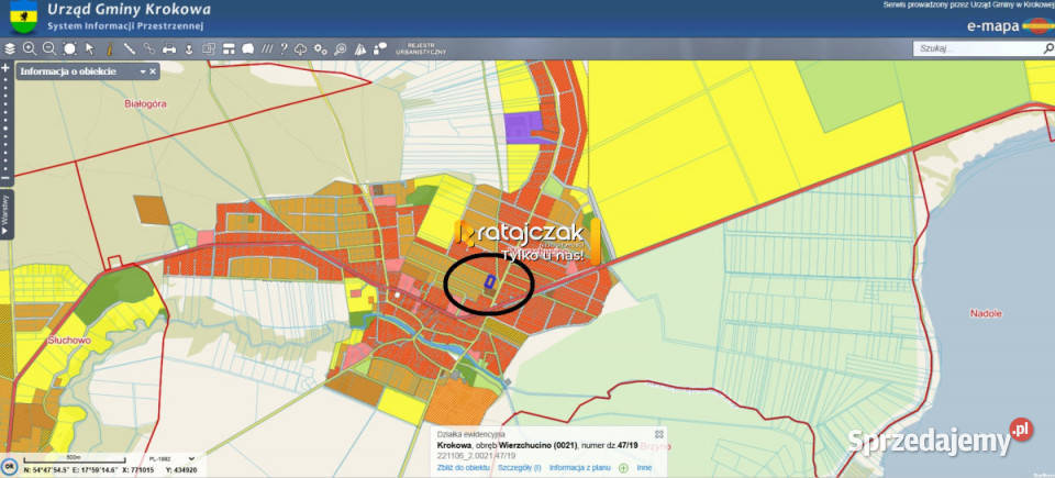 Działka Wierzchucino Kapitańska 1531m2 szambo