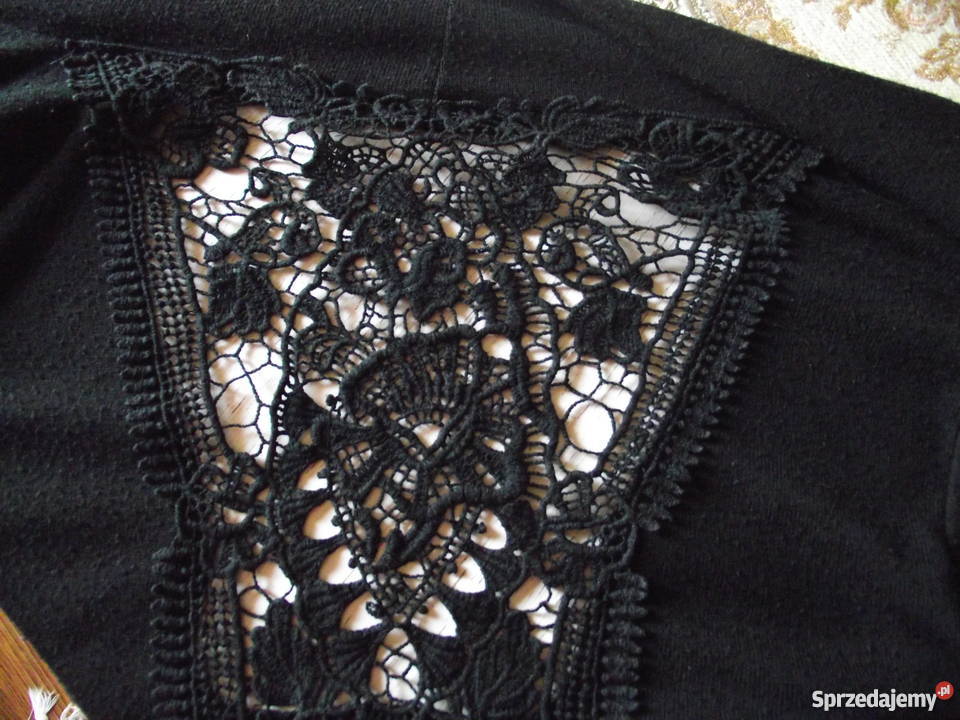 PINK CRAYON USA CZARNY KARDIGAN Z GIPIURĄ r M Marynarki i żakiety Piła