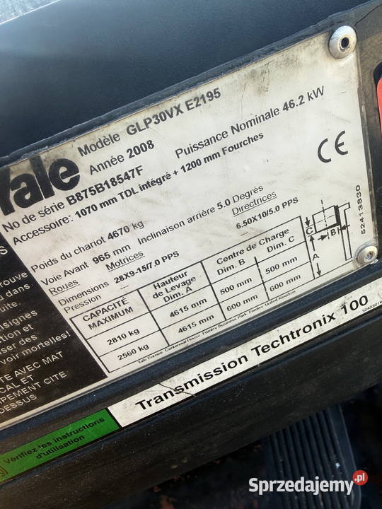 wózek widłowy YALE GLP30VX Triplex 460m LPG 3000 Działoszyn