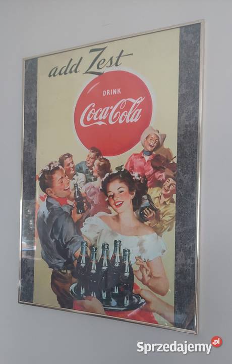 Reprint plakatu reklamowego Coca Coli z lat mazowieckie Warszawa