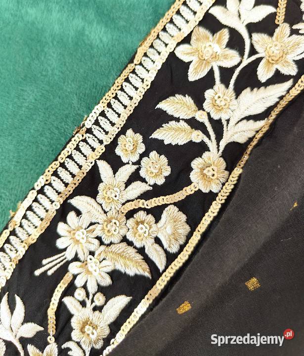 Czarne bawełniane sari saree saari Bollywood sprzedam