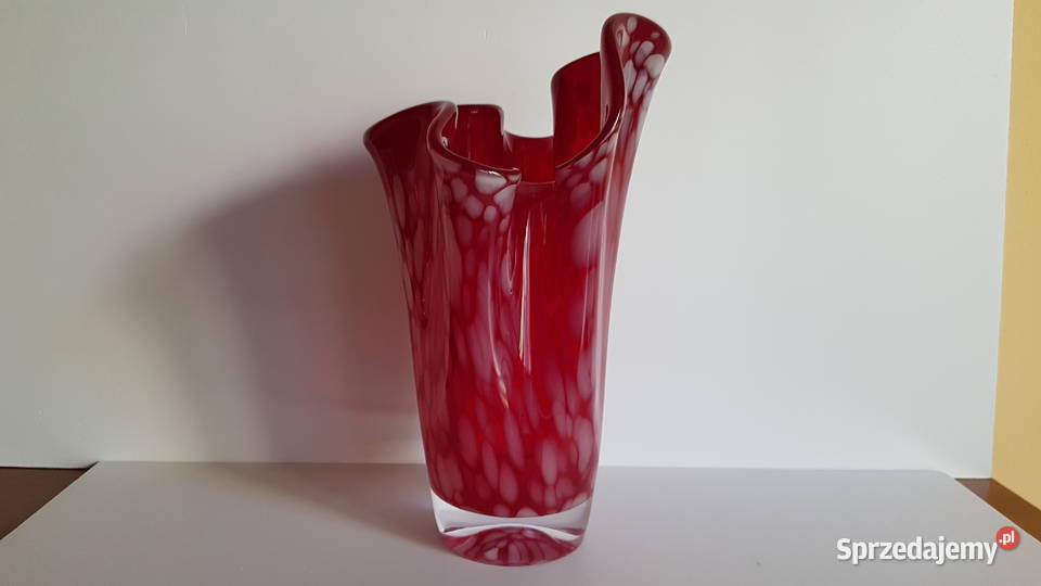 Stary szklany wazon Chusta kolorowe szkło Dąbrowa Górnicza