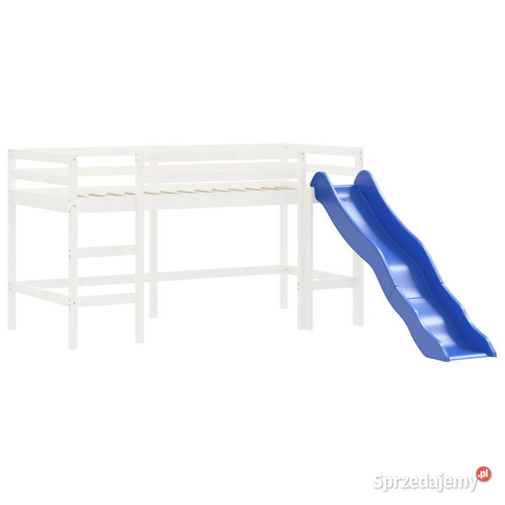 Dziecięce łóżko na antresoli z wieżą niebieskie 113cm