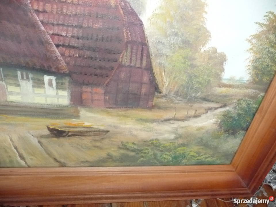 Obraz olejny krajobraz wieś Słupca